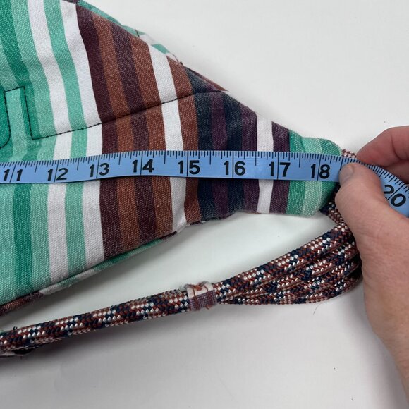 Kavu Brown Green Stripes Canvas Rope Sling Bag Backpack Large Hiking Outdoor - Picture 12 of 15